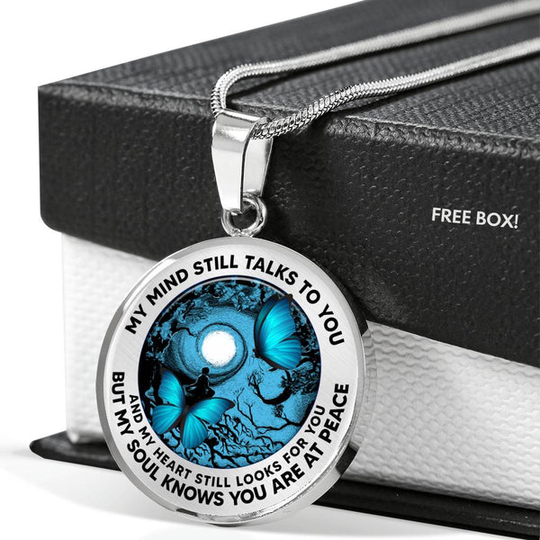 AG2208019 My Mind Still Talks To You Blue Butterflies Tree Of Life Meditation Luxury Necklace with Back Engraving