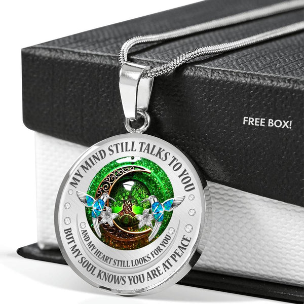 My Mind Still Talks To You Hummingbirds Celtic Tree Of Life And Moon SP1909070 Luxury Necklace with Back Engraving