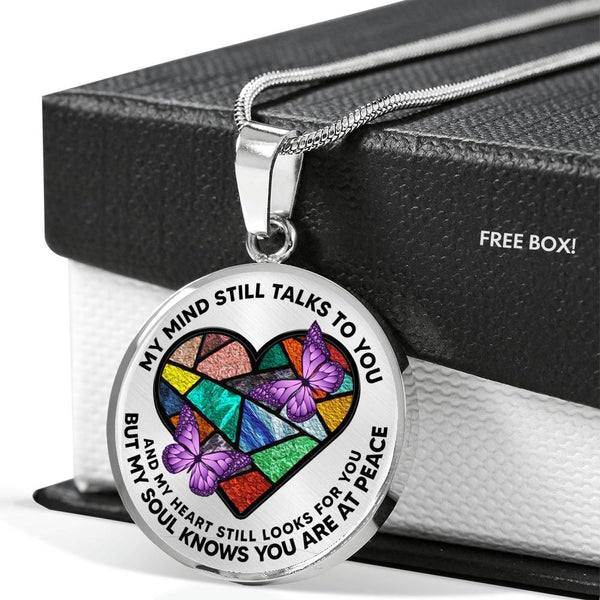 SP0109025 My Mind Still Talks To You Purple Butterflies Broken Heart Luxury Necklace with Back Engraving