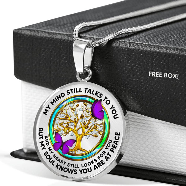 JL2307023 My Mind Purple Butterflies Opal Circle Golden Tree Of Life Luxury Necklace with Back Engraving