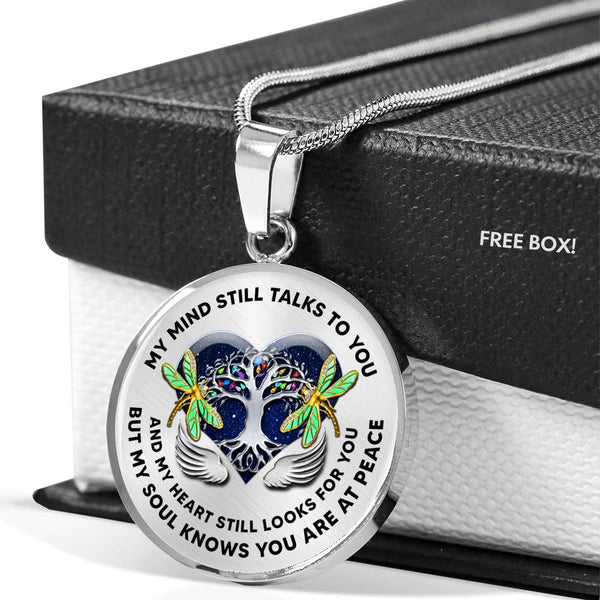 JL2207005 My Mind Still Talks To You Golden Dragonflies Tree Of Life Heart Wings Luxury Necklace with Back Engraving