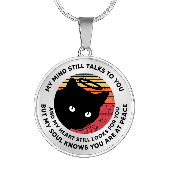 My Mind Still Talks To You Black Cat Angel CNLVBC0018 Memorial Necklace