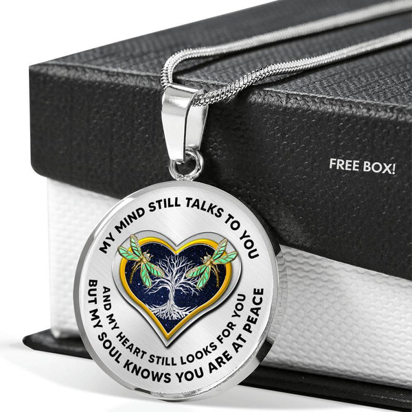 JL1407041 My Mind Still Talks To You Golden Dragonflies Tree Of Life And Heart Luxury Necklace with Back Engraving