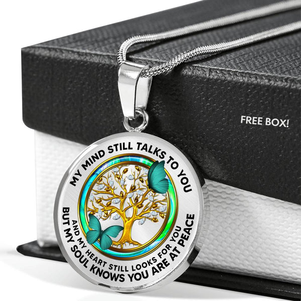 JL2307024 My Mind Turquoise Butterflies Opal Circle Golden Tree Of Life Luxury Necklace with Back Engraving