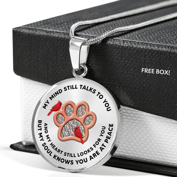 JL1507006 My Mind Red Cardinals Rose Gold One Paw Luxury Necklace with Back Engraving