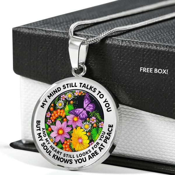 AG2908025 My Mind Still Talks To You Purple Butterflies Flower Luxury Necklace with Back Engraving