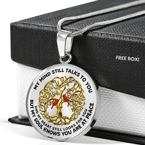 JL2407099 My Mind Still Talks To You Red Cardinals Gold Celtic Tree Of Life Luxury Necklace with Back Engraving