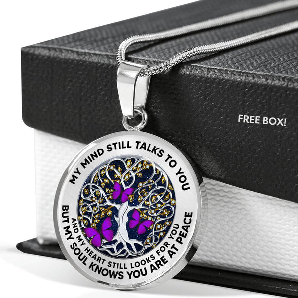 JL2407027 My Mind Still Talks To You Purple Butterflies Silver Celtic Tree Of Life And Galaxy Luxury Necklace with Back Engraving
