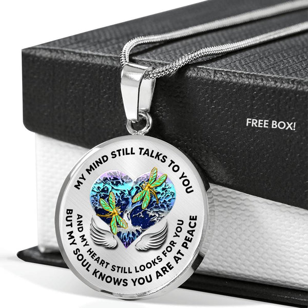 JL2207002 My Mind Still Talks To You Golden Dragonflies Metal Tree Of Life With Heart Wings Luxury Necklace with Back Engraving