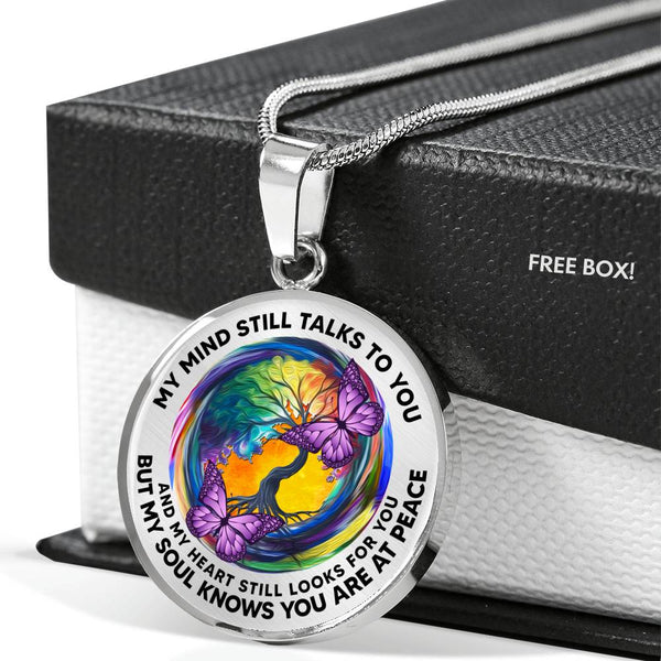 AG2008026 My Mind Still Talks To You Purple Butterflies Tie DyeTree Of Life  Luxury Necklace with Back Engraving