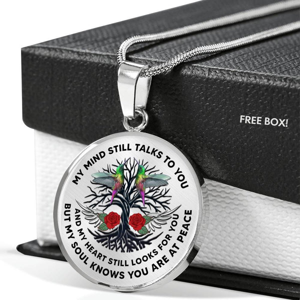 JL1407045 My Mind Still Talks To You Green Hummingbirds Tree Of Life And Wings Rose Luxury Necklace with Back Engraving