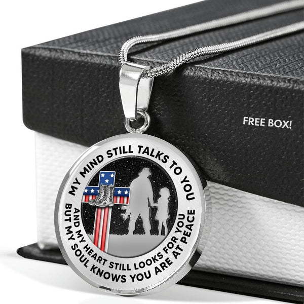 VT001 My Mind Still Talks To You Chromatic Veteran Dad's and Daughter Luxury Necklace with Back Engraving