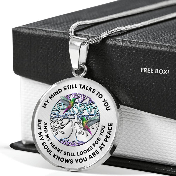 JL1407032 My Mind Still Talks To You Green Hummingbirds TitanTree Of Life Luxury Necklace with Back Engraving