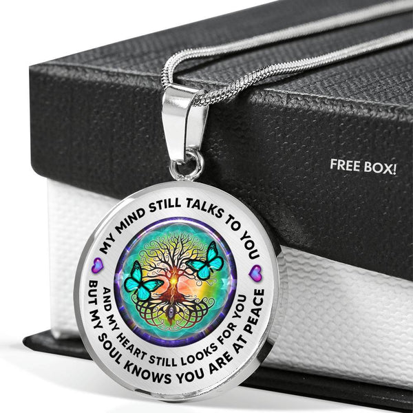My Mind Still Talks To You Butterfly Blue Tree Of Life v6 PT0027 Luxury Necklace with Back Engraving