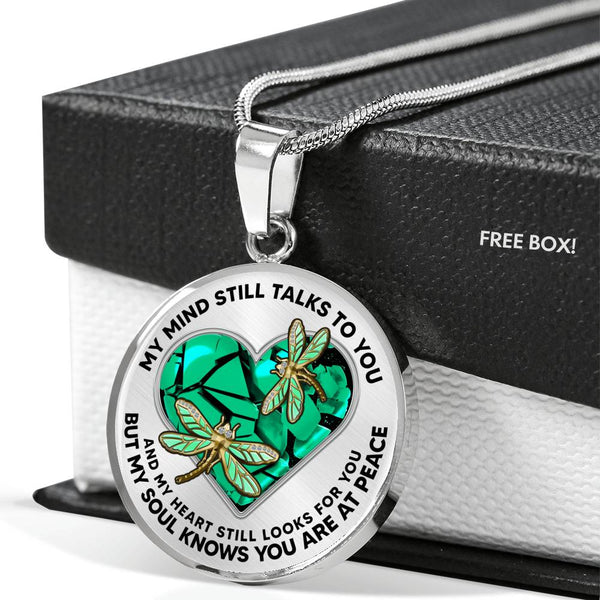 SP0109045 Mind Still Talks To You Dragonflies Broken Heart Luxury Necklace with Back Engraving