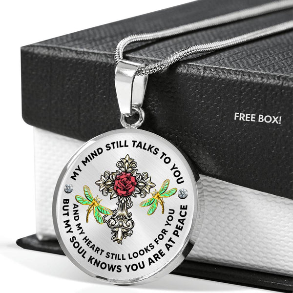 JL2107001 My Mind Still Talks To You Golden Dragonflies Rose Cross Luxury Necklace with Back Engraving