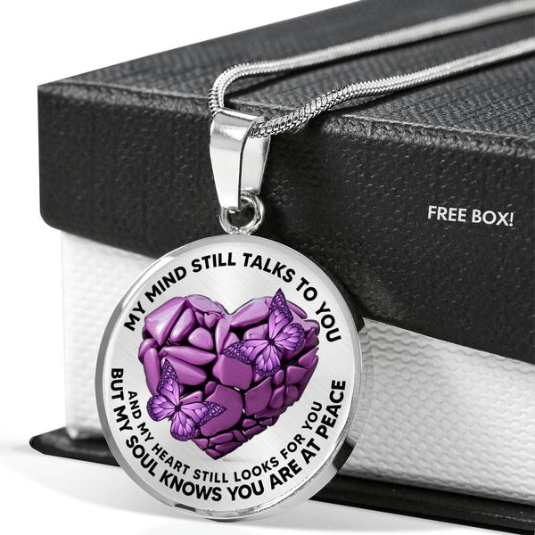 SP0109011 My Mind Still Talks To You Purple Butterflies Broken Heart Of Rocks Luxury Necklace with Back Engraving
