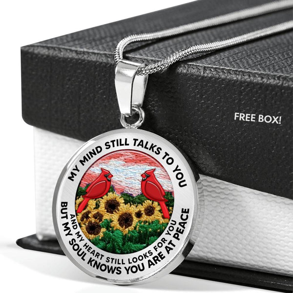 AG2508049 My Mind Still Talks To You Red Cardinals Flower Luxury Necklace with Back Engraving