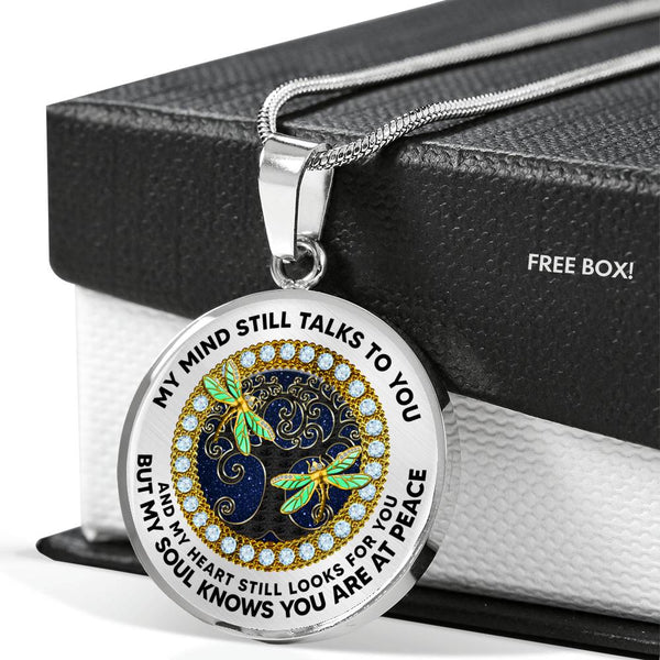 JL2407095 My Mind Still Talks To You Golden Dragonflies And Black Tree Of Life With Galaxy Luxury Necklace with Back Engraving