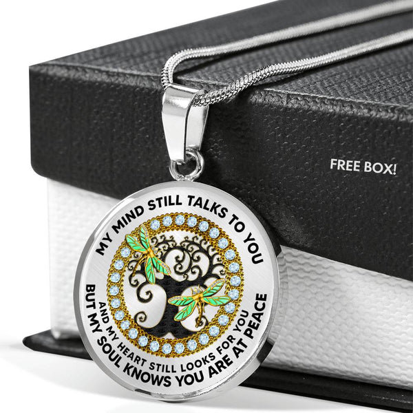 JL2407094 My Mind Still Talks To You Golden Dragonflies And Black Tree Of Life Luxury Necklace with Back Engraving
