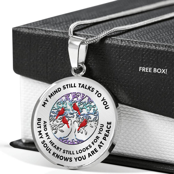 JL1407015 My Mind Still Talks To You Red Cardinals TitanTree Of Life Luxury Necklace with Back Engraving
