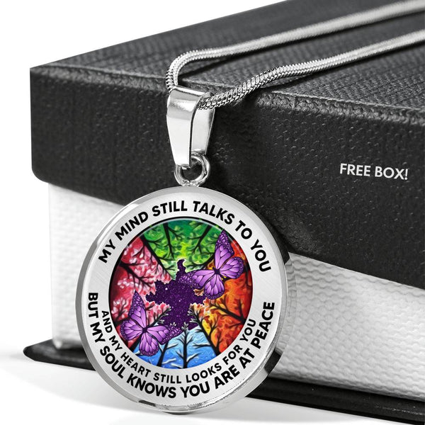 AG2108028 My Mind Still Talks To You Purple Butterflies Four Season Tree Of Life  Luxury Necklace with Back Engraving