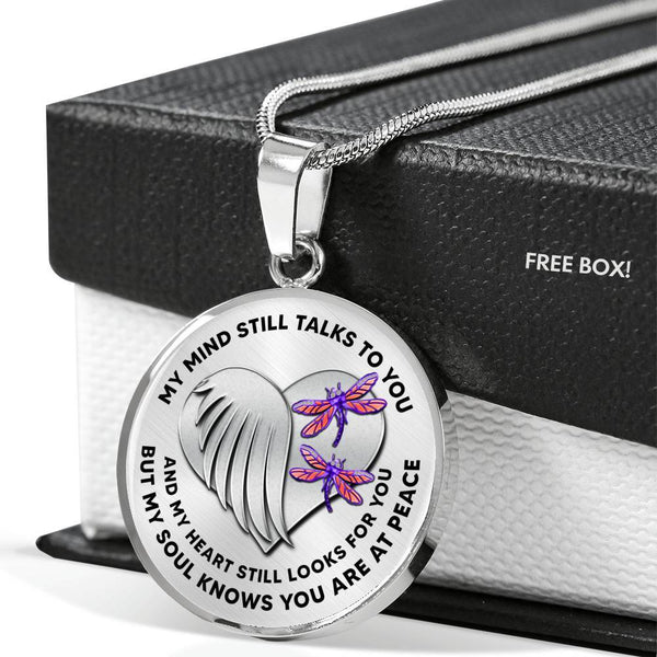 JL1407016 My Mind Still Talks To You Yellow Dragonflies Heart Wing Silver Luxury Necklace with Back Engraving