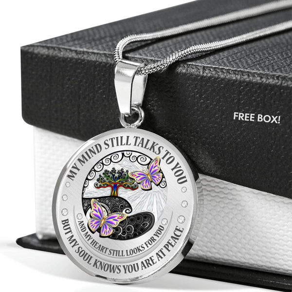 My Mind Still Talks To You Purple Butterflies Chakra Tree Of Life SP1909015 Luxury Necklace with Back Engraving
