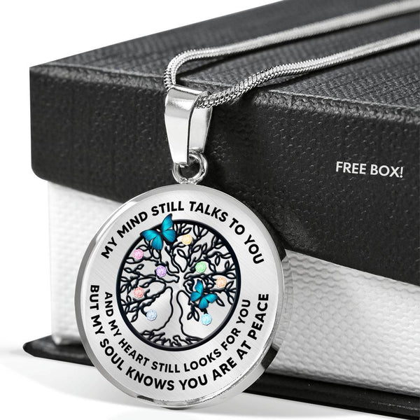 JL1407014 My Mind Still Talks To You Turquoise Butterflies Tree Of Life And Birth Stones  Luxury Necklace with Back Engraving