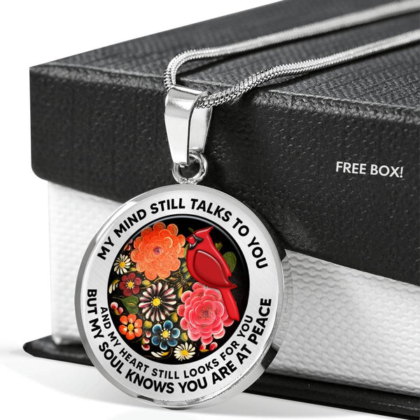 AG2908061 My Mind Still Talks To You Red Cardinals Flower Luxury Necklace with Back Engraving