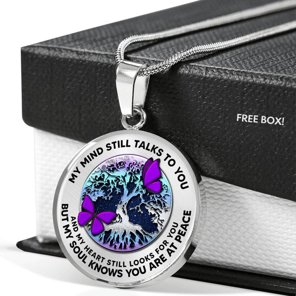 JL2207016 My Mind Purple Butterflies And Metal Tree Of Life With Galaxy Luxury Necklace with Back Engraving
