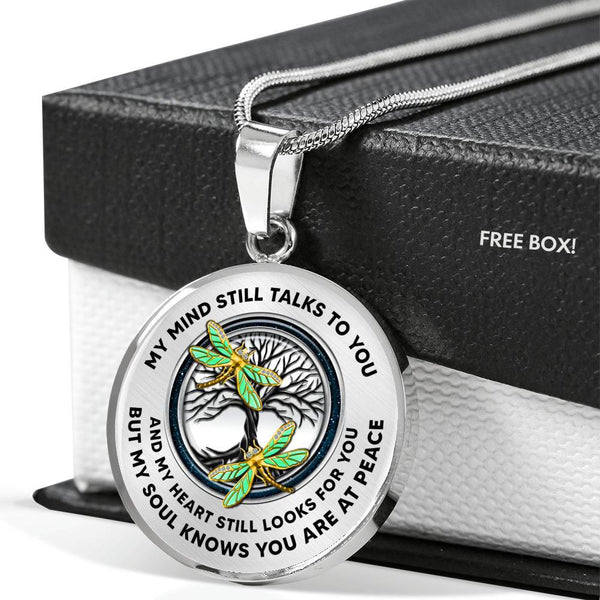 JL1407005 My Mind Still Talks To You Golden Dragonflies Tree Of Life Luxury Necklace with Back Engraving