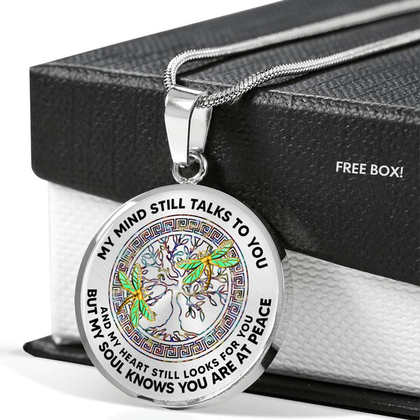 JL2407090 My Mind Still Talks To You Golden Dragonflies And Titanium Tree Of Life Luxury Necklace with Back Engraving