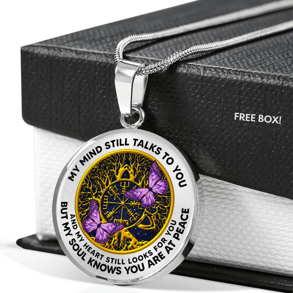 AG1208023 My Mind Still Talks To You Purple Butterflies Gold Celtic Tree Of Life Luxury Necklace with Back Engraving