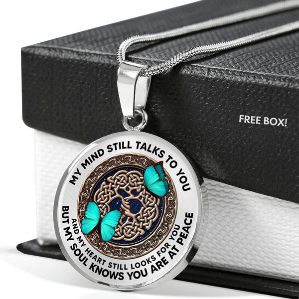 AG0408039 My Mind Still Talks To You Turquoise Butterflies Rose Gold Celtic Knot Tree Of Life And Galaxy Luxury Necklace with Back Engraving