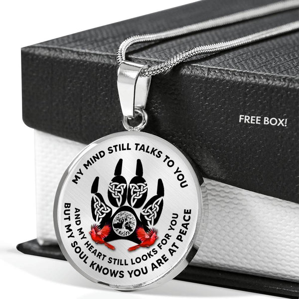 JL1807002 My Mind Still Talks To You Red Cardinals Celtic Knot Paws Luxury Necklace with Back Engraving