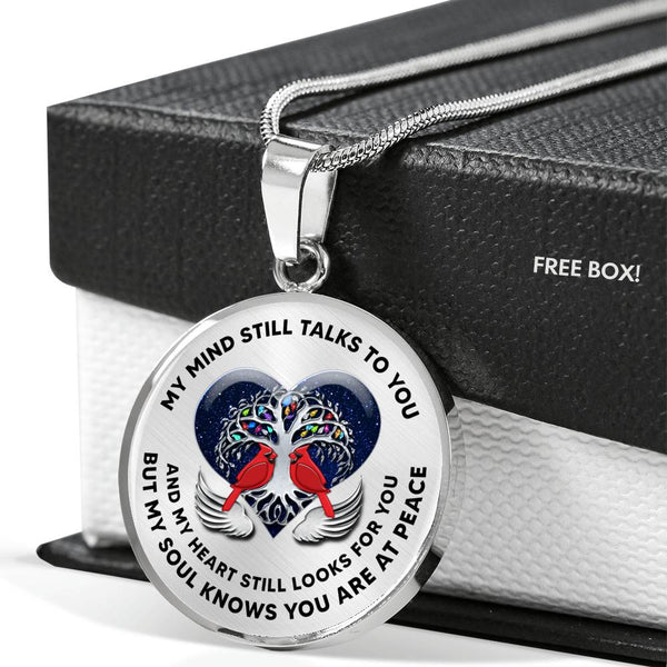 JL2207005 My Mind Still Talks To You Red Cardinals Tree Of Life Heart Wings Luxury Necklace with Back Engraving