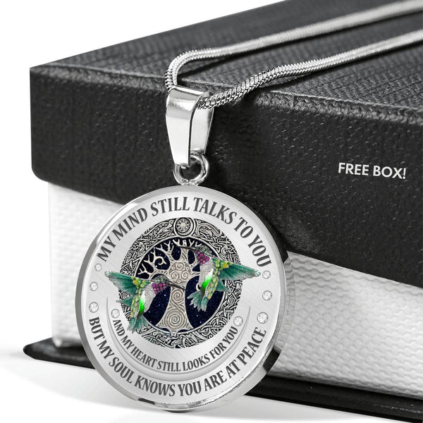 My Mind Still Talks To You Green Hummingbirds Celtic Tree Of Life SP1909064 Luxury Necklace with Back Engraving