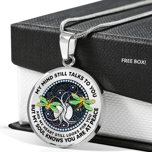 JL2207012 My Mind Golden Dragonflies Black Tree Of Life Luxury Necklace with Back Engraving
