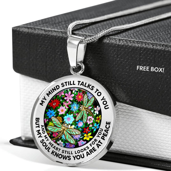 AG2808029 My Mind Still Talks To You Dragonflies Flower Luxury Necklace with Back Engraving