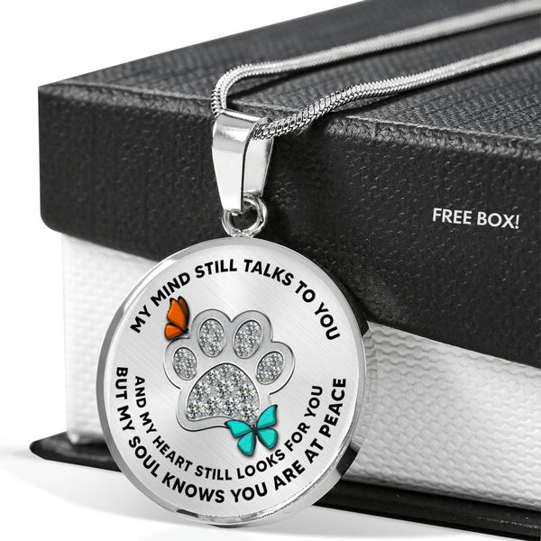 JL1507030 My Mind Orange And Turquoise Butterflies Silver One Paw Luxury Necklace with Back Engraving