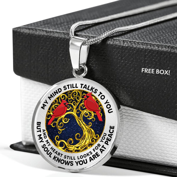 AG0408066 My Mind Still Talks To You Red Cardinals Gold Tree Of Life And Galaxy Luxury Necklace with Back Engraving
