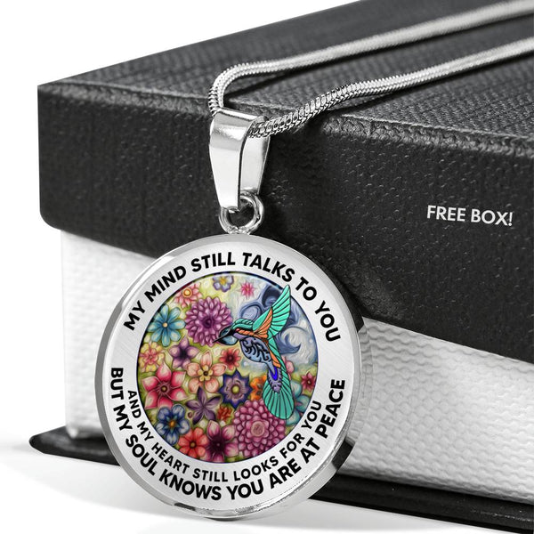 AG2208082 My Mind Still Talks To You Hummingbirds Flower  Luxury Necklace with Back Engraving