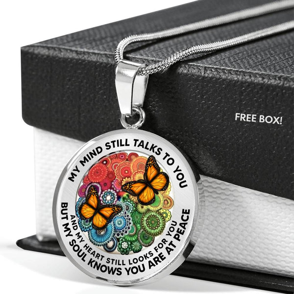 AG2408024 My Mind Still Talks To You Orange Monarch  Butterflies Four Seasons Flower Luxury Necklace with Back Engraving