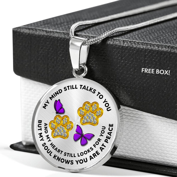 JL1507014 My Mind Purple Butterflies Gold Paw Luxury Necklace with Back Engraving