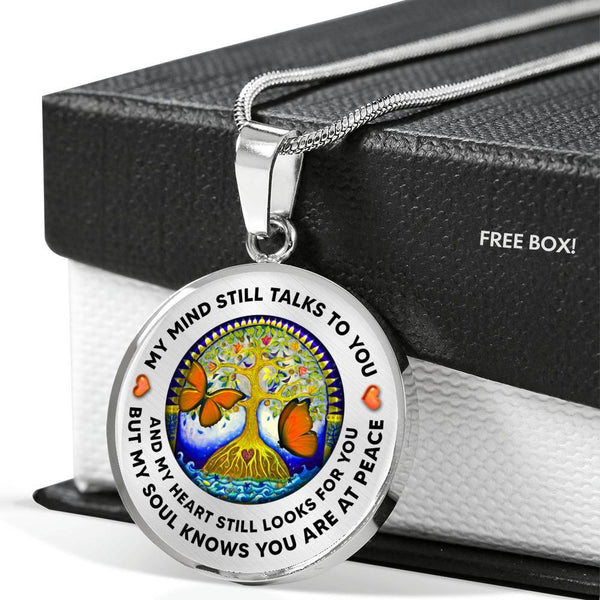 My Mind Still Talks To You Butterfly  Orange Tree Of Life v7 PT0026 Luxury Necklace with Back Engraving