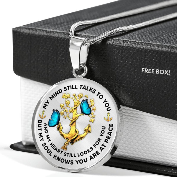 My Mind Still Talks To You Butterfly Golden Anchor Tree Of Life v2 PT0037 Luxury Necklace with Back Engraving