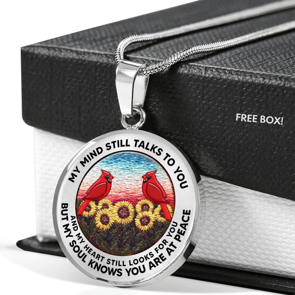 AG2508042 My Mind Still Talks To You Red Cardinals Flower Luxury Necklace with Back Engraving