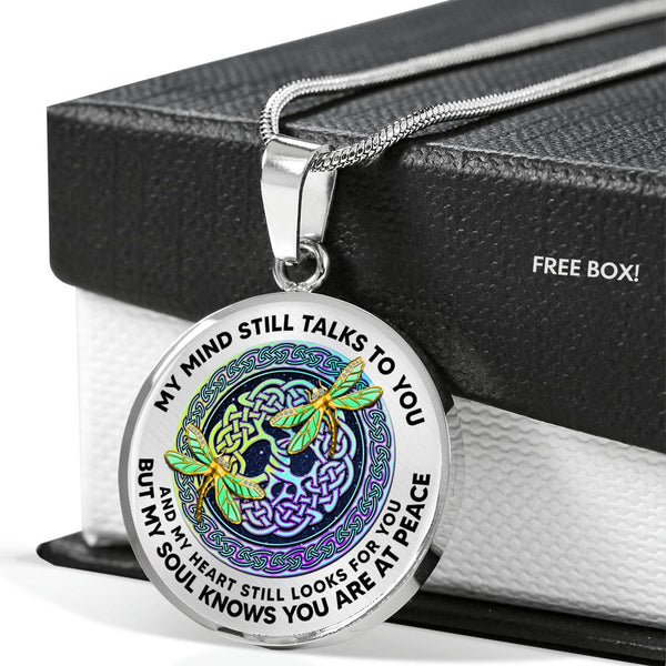 AG0408086 My Mind Still Talks To You Golden Dragonflies Metal Celtic Knot Tree Of Life And Galaxy Luxury Necklace with Back Engraving