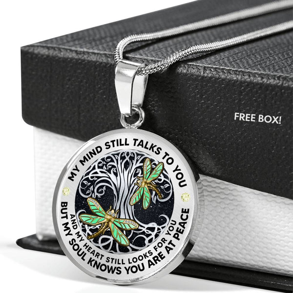 AG2008046 My Mind Still Talks To You Dragonflies Silver Tree Of Life  Luxury Necklace with Back Engraving